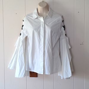 Alpha Omega button down pirate blouse size medium